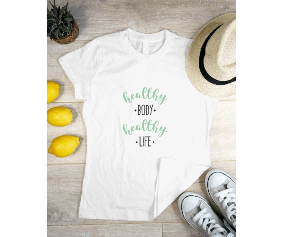 Men's Cotton Crew T-Shirt – "Healthy Body, Healthy Life" (Free Shipping)