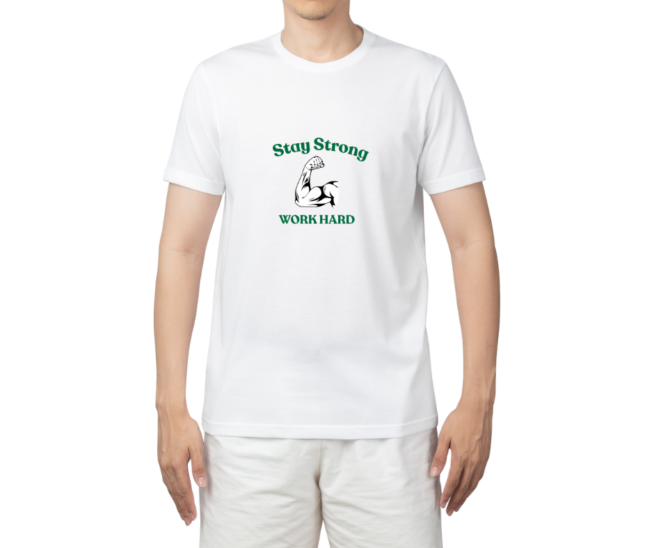 cotton t shirt for men with gym quotes