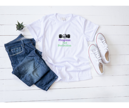 Progress, Not Perfection Gym T-Shirt – 100% Cotton & Free Shipping