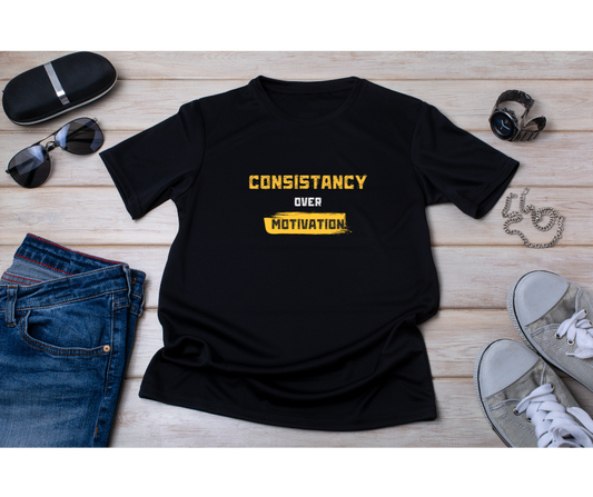 Consistency Over Motivation Gym T-Shirt – 100% Cotton & Free Shipping