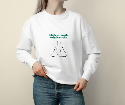 "Inhale Strength, Exhale Stress" – Relax & Recharge Yoga Tee
