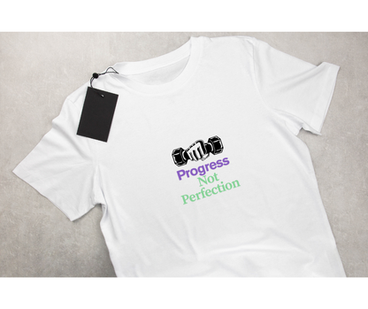 Progress, Not Perfection Gym T-Shirt – 100% Cotton & Free Shipping