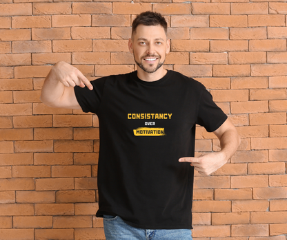 Consistency Over Motivation Gym T-Shirt – 100% Cotton & Free Shipping