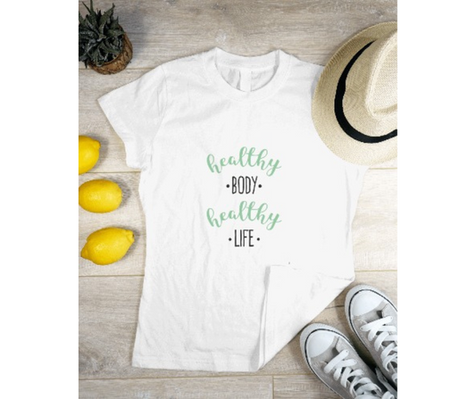 Men's Cotton Crew T-Shirt – "Healthy Body, Healthy Life" (Free Shipping)